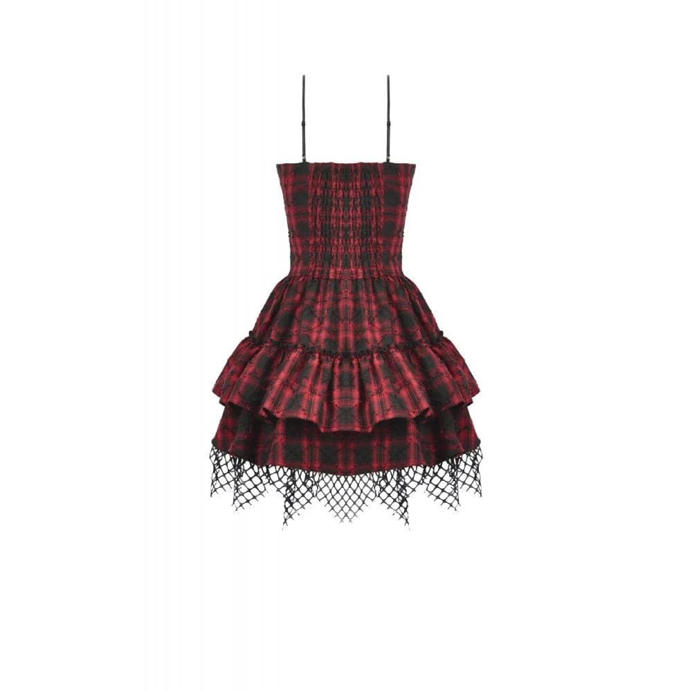 Women's Grunge Buckle-up Plaid Slip Dress Graduation Dress - Image 14