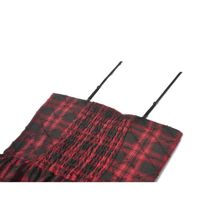 Women's Grunge Buckle-up Plaid Slip Dress Graduation Dress - Image 16