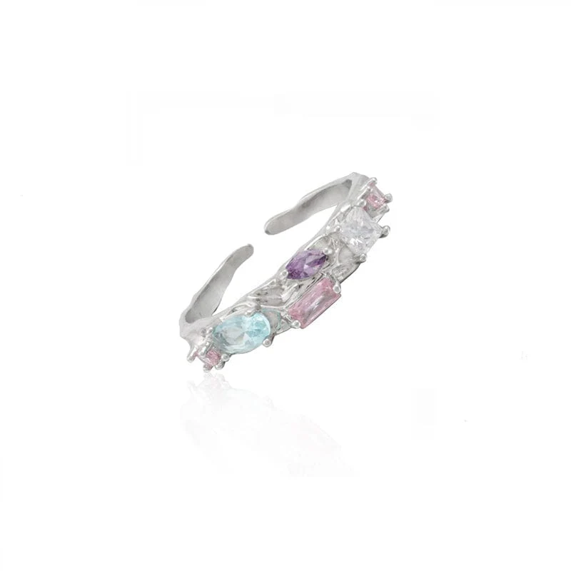 Women's Grunge Chromatic Zircon Open Ring - Image 4