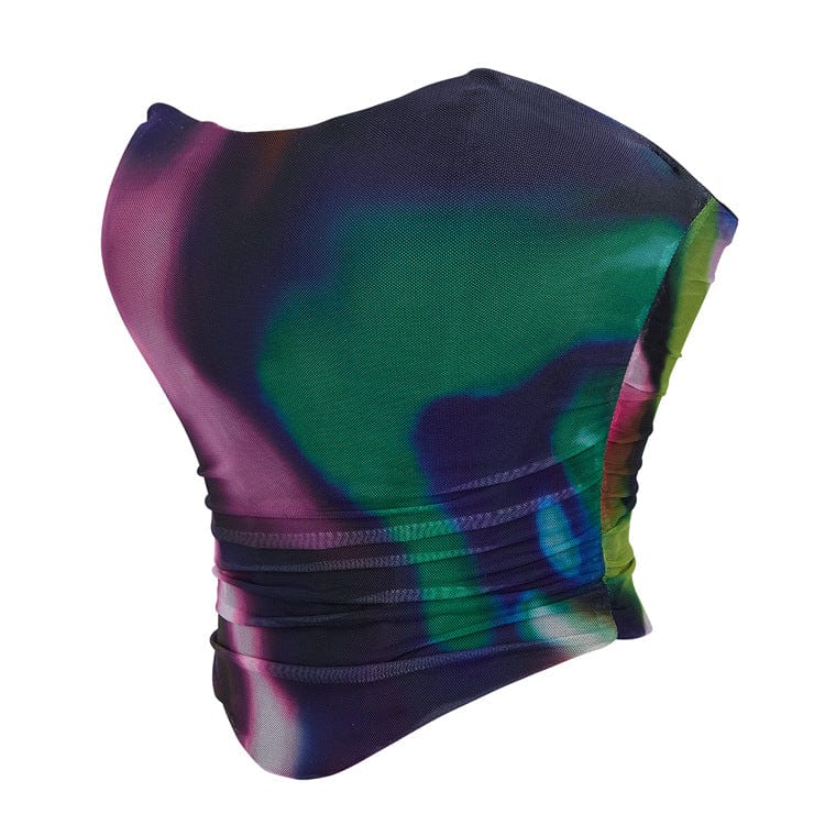 Women's Grunge Contrast Color Mesh Overbust Corset - Image 2