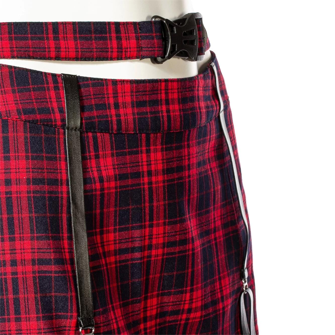 Women's Grunge Cutout Buckle Plaid Skirt - Image 8