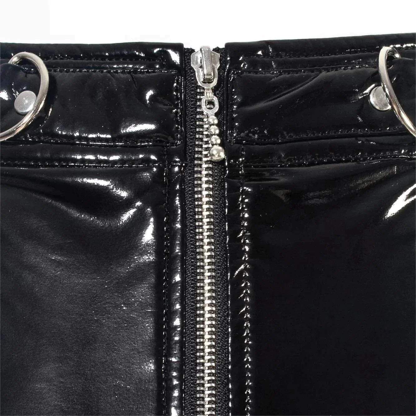 Women's Grunge Cutout Patent Leather Skirt - Image 10