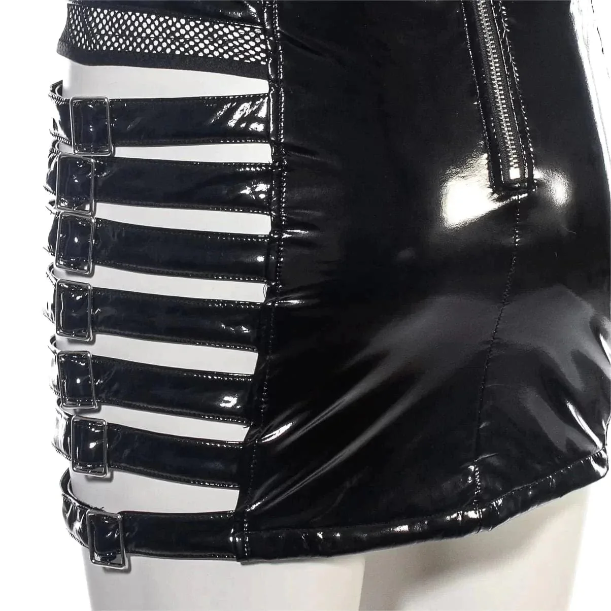 Women's Grunge Cutout Patent Leather Skirt - Image 12
