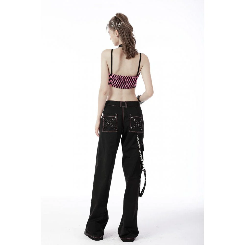 Women's Grunge Dangerous Bear Bell-bottoms with Belt - Image 5