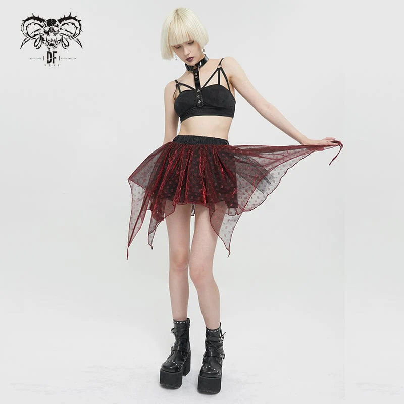 Women's Grunge Double Color Irregular Layered Mesh Skirt - Image 6