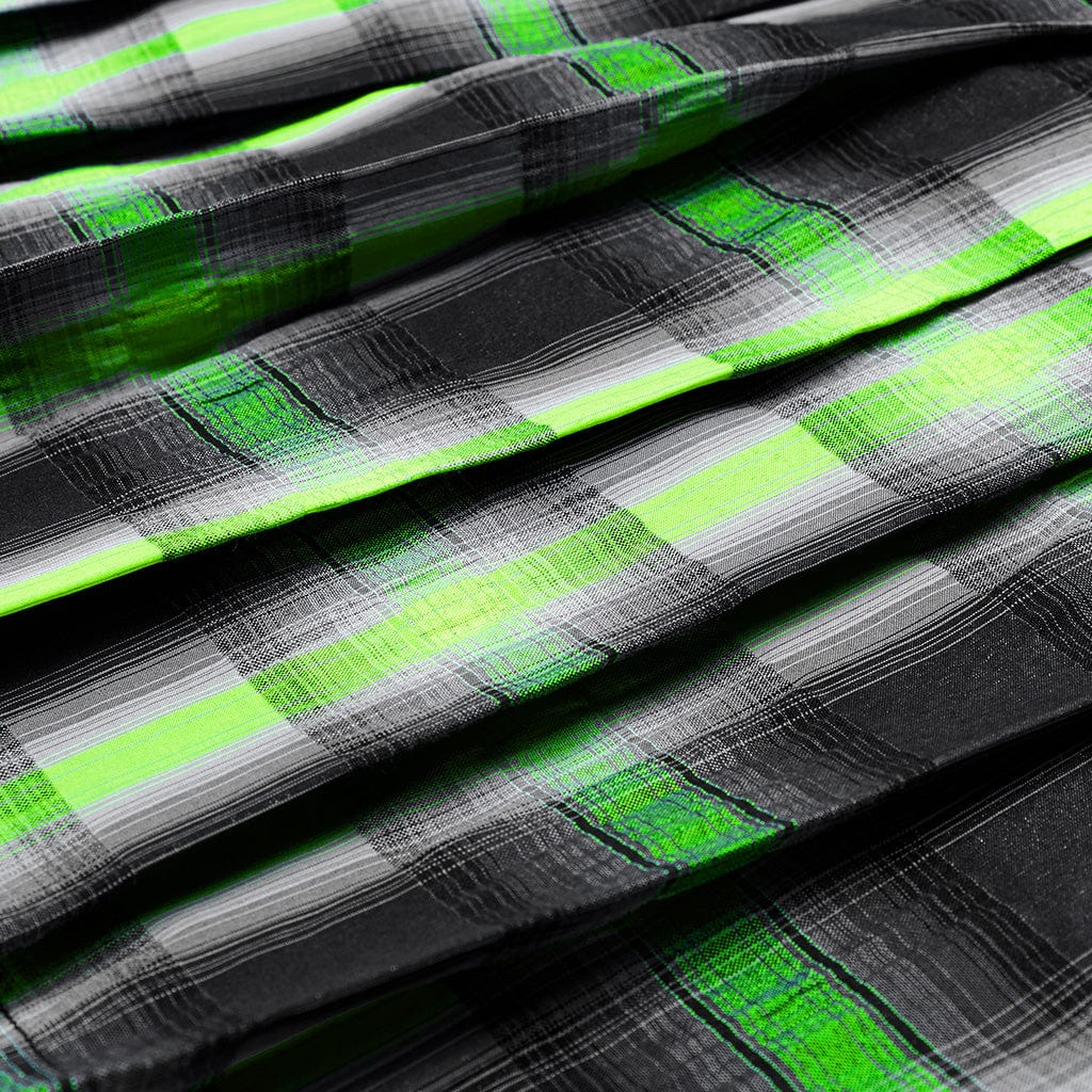 Women's Grunge Double Color Plaid Pleated Skirt - Image 7