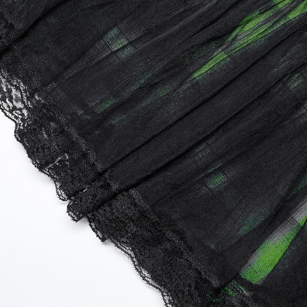 Women's Grunge Double Color Plaid Pleated Skirt - Image 9