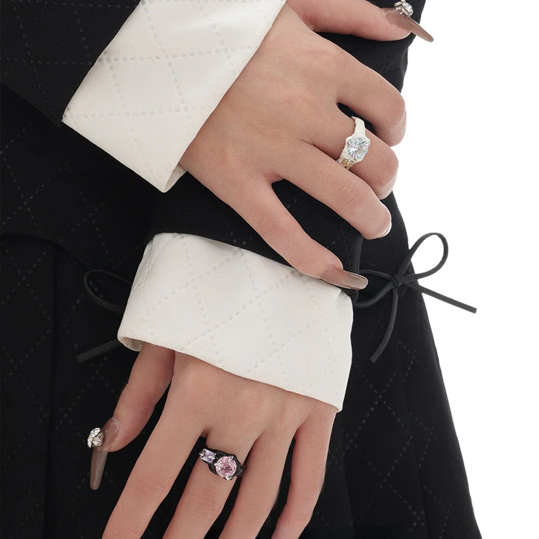 Women's Grunge Double Color Zircon Open Ring - Image 2