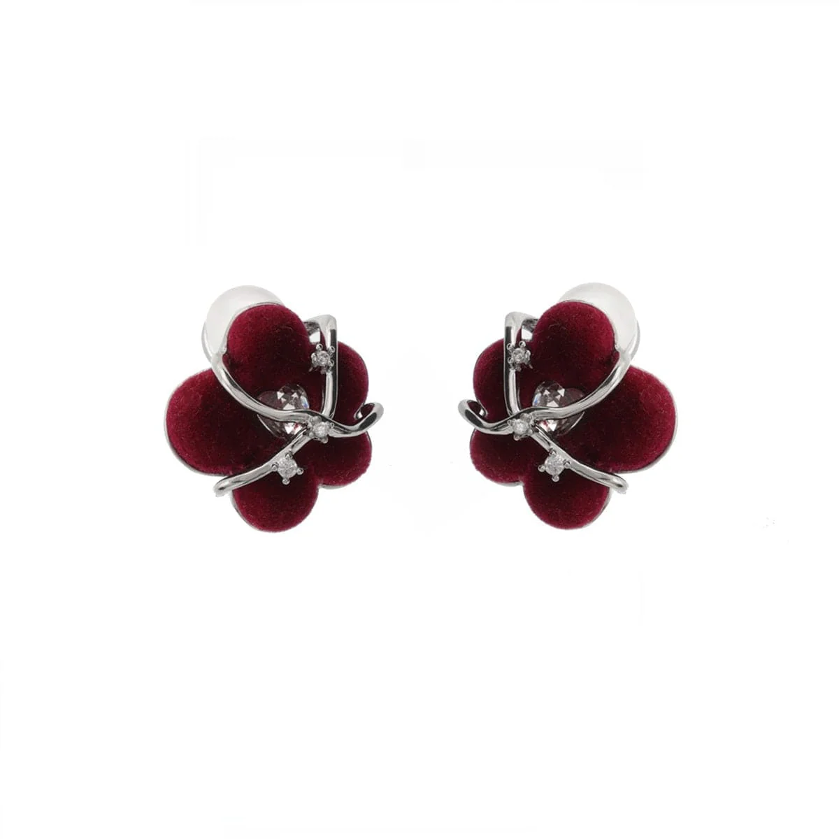 Women's Grunge Flocking Floral Zircon Earrings - Image 3