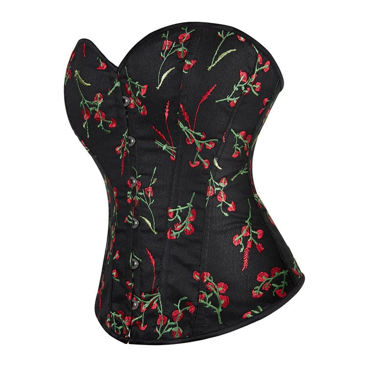 Women's Grunge Floral Embroidered Overbust Corset - Image 2