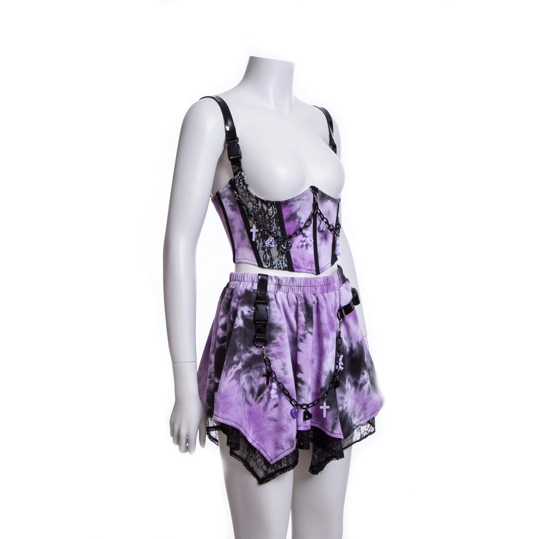 Women's Grunge Irregular Lace Splice Tie-dyed Skirt - Image 5