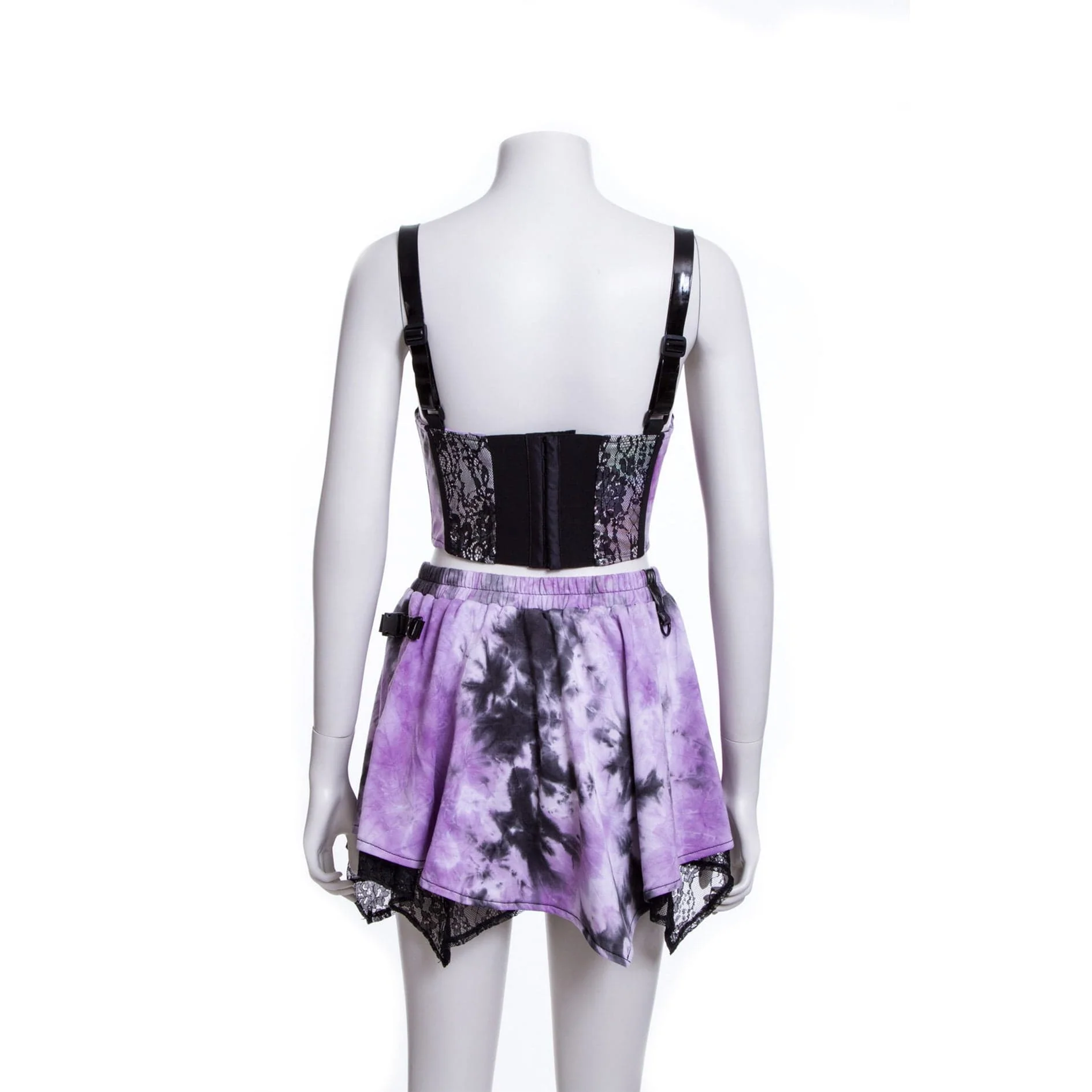 Women's Grunge Irregular Lace Splice Tie-dyed Skirt - Image 6