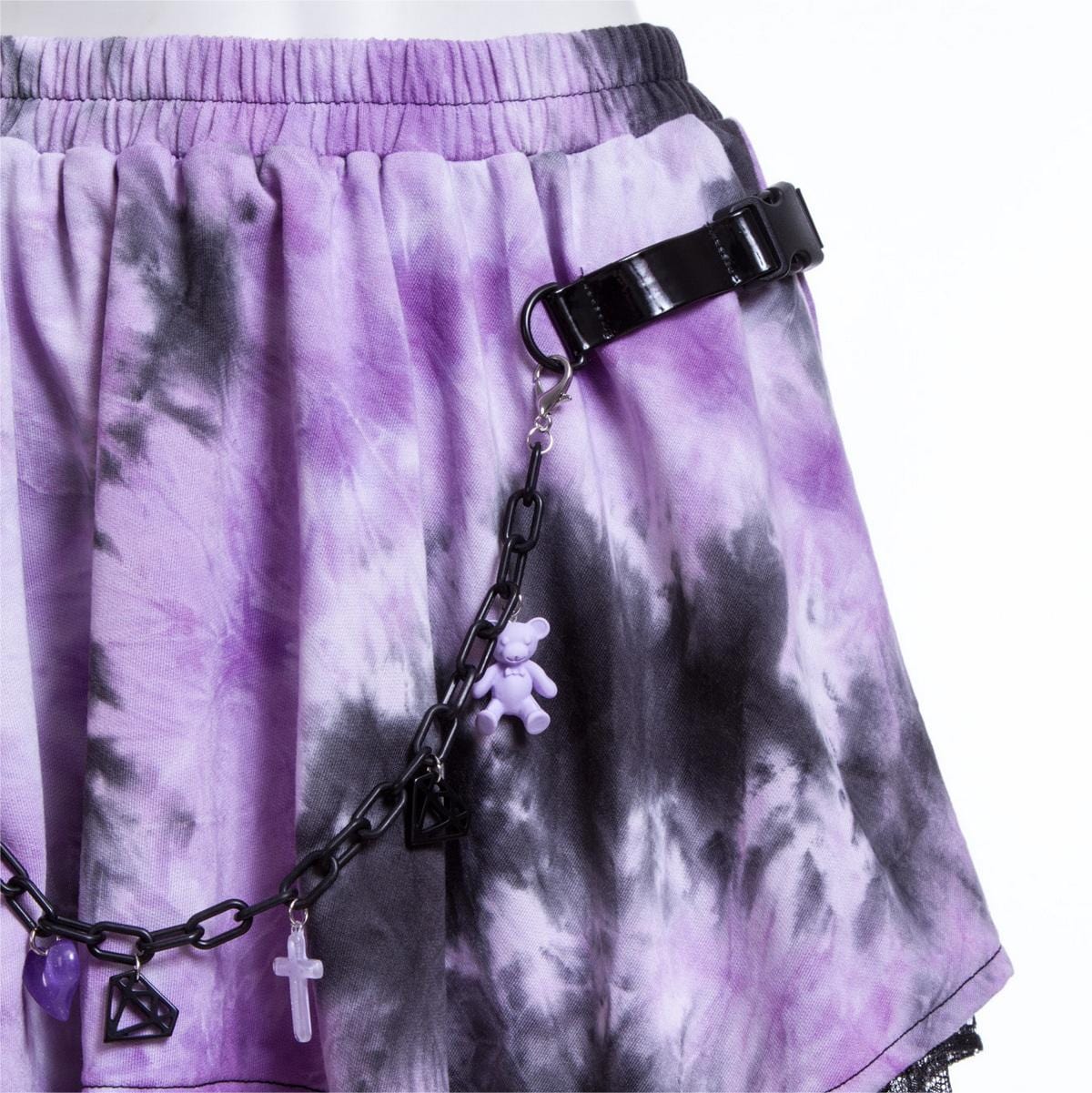 Women's Grunge Irregular Lace Splice Tie-dyed Skirt - Image 9