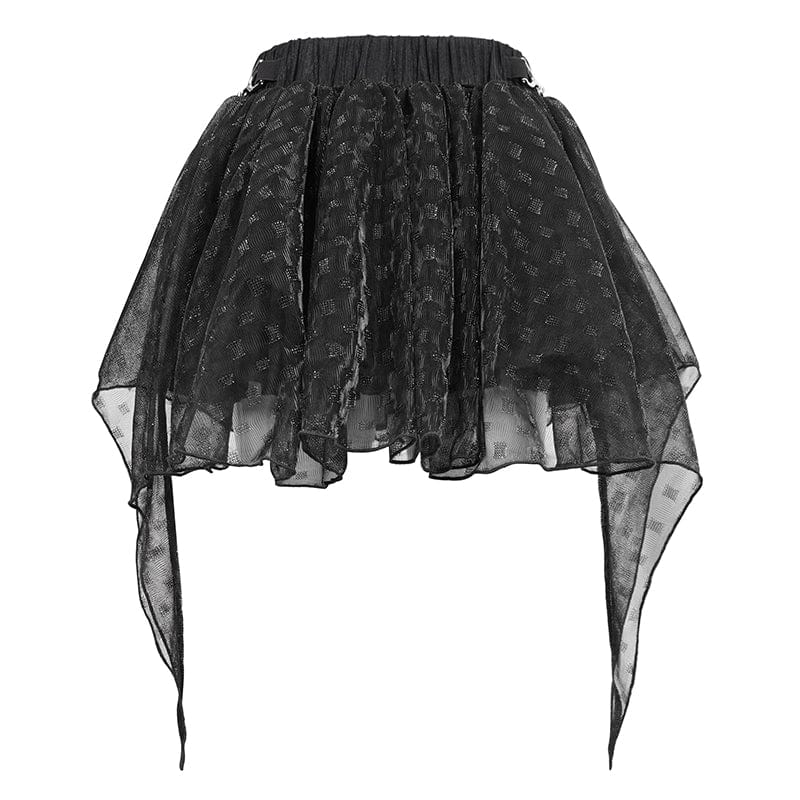 Women's Grunge Irregular Layered Mesh Skirt - Image 7