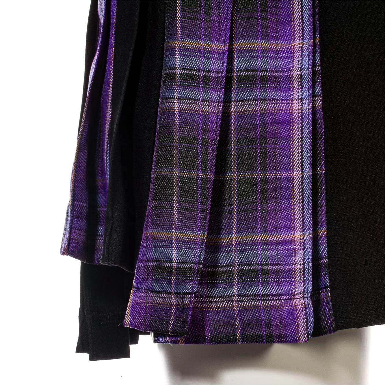 Women's Grunge Irregular Plaid Splice Pleated Skirt Purple - Image 11