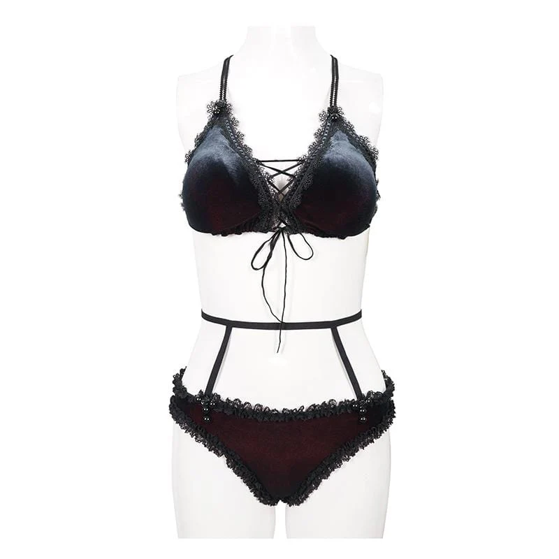 Women's Grunge Lace Black Bikini with Boyshort Bottoms - Image 6