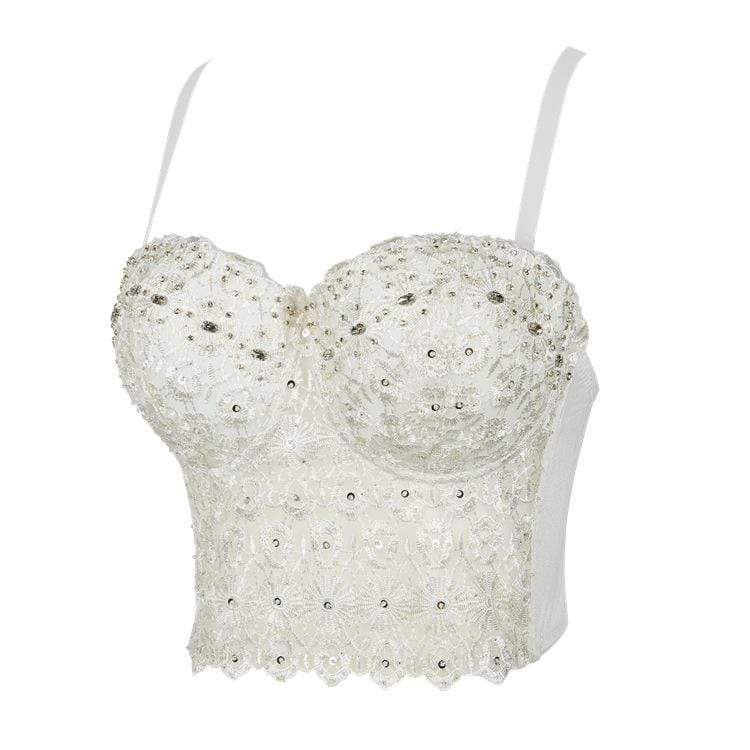 Women's Grunge Lace Floral Beads Bustiers - Image 2