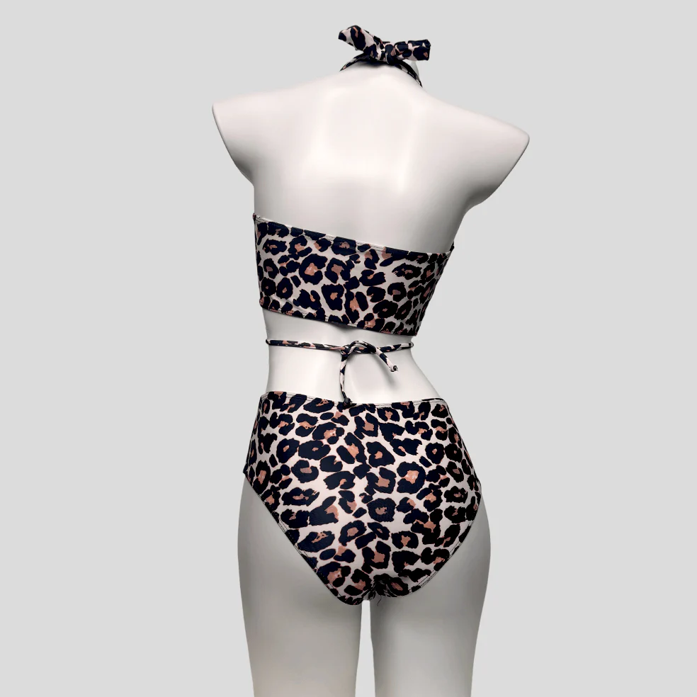 Women's Grunge Leopard Print Halter Bikini Set - Image 4