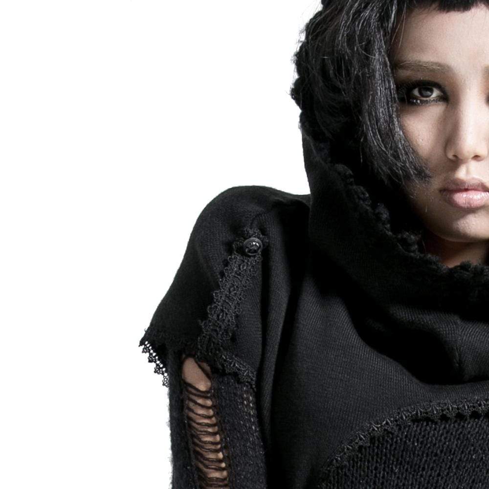 Women's Grunge Ripped Hooded Capes - Image 4