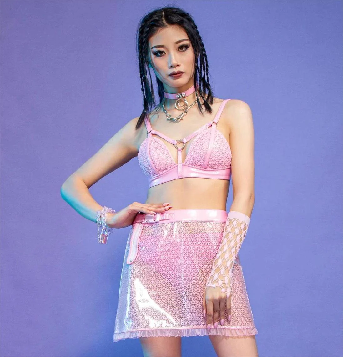 Women's Grunge Sheer Lace-trimmed Short Skirt - Image 3