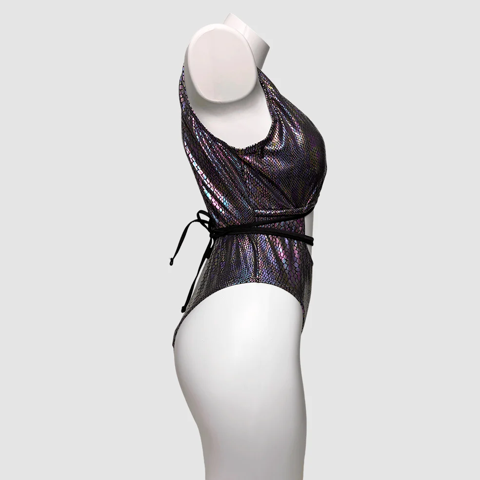Women's Grunge Snakeskin Print Plunge V Cutout One-Piece Swimsuit - Image 6