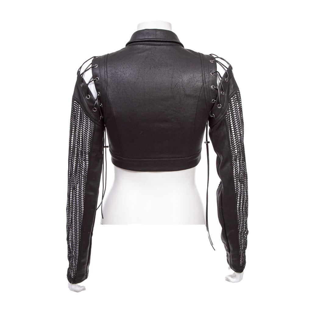 Women's Grunge Splice  Lacing-up Mesh Vest - Image 14