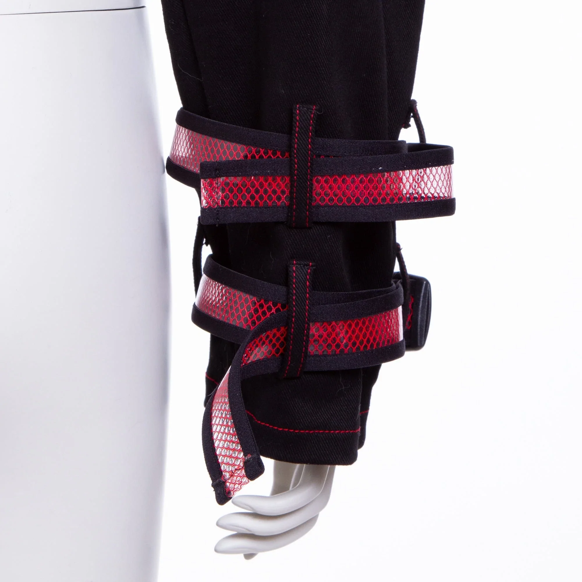 Women's Grunge Stand Collar Straps Short Jacket Red - Image 8