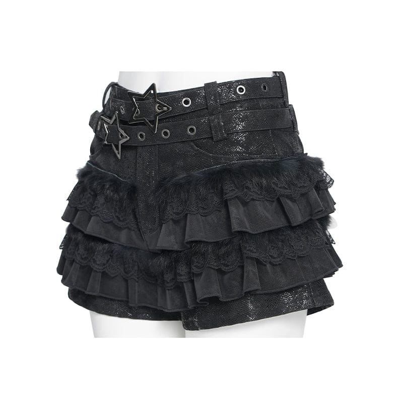 Women's Grunge Star Layered Falbala Shorts - Image 8