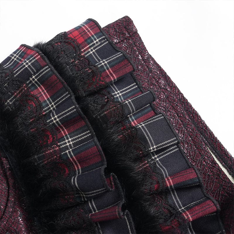 Women's Grunge Star Layered Plaid Falbala Shorts - Image 11