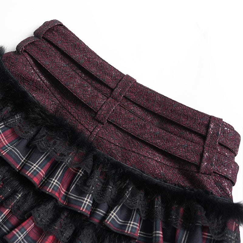 Women's Grunge Star Layered Plaid Falbala Shorts - Image 12