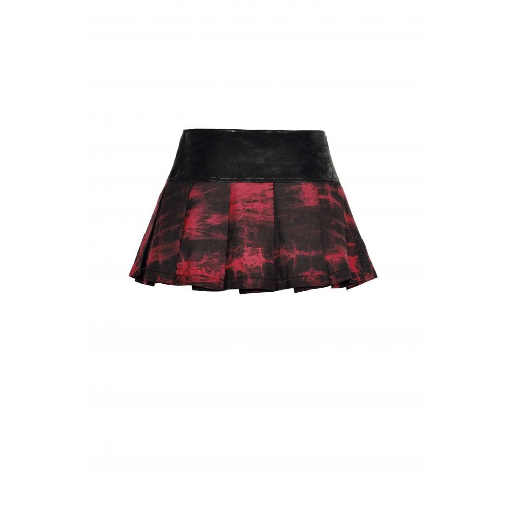 Women's Grunge Tie-dyed Splice Pleated Skirt - Image 9