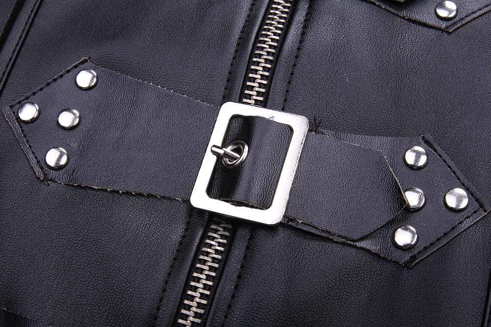 Women's Halter Buckle Up Faux Leather Corset With G String - Image 10