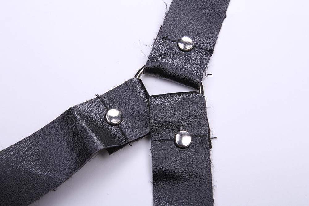 Women's Halter Buckle Up Faux Leather Corset With G String - Image 12