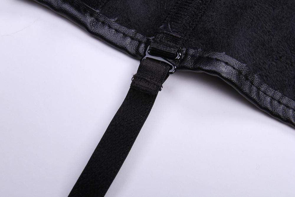 Women's Halter Buckle Up Faux Leather Corset With G String - Image 6