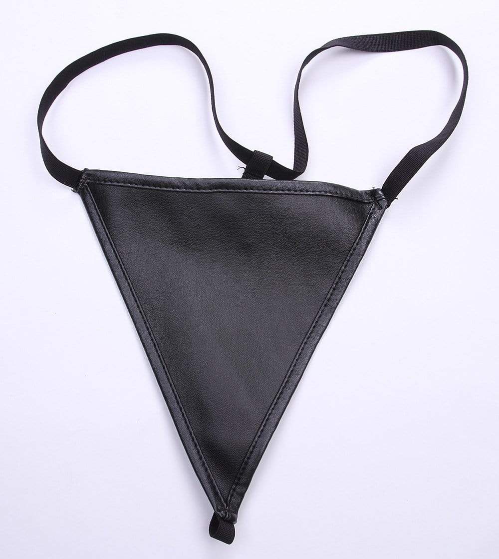Women's Halter Buckle Up Faux Leather Corset With G String - Image 8