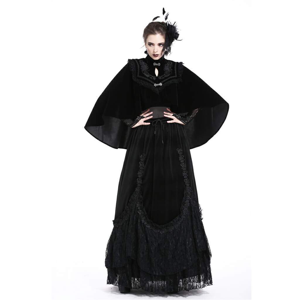 Women's High Neck Velour Goth Cape - Image 4