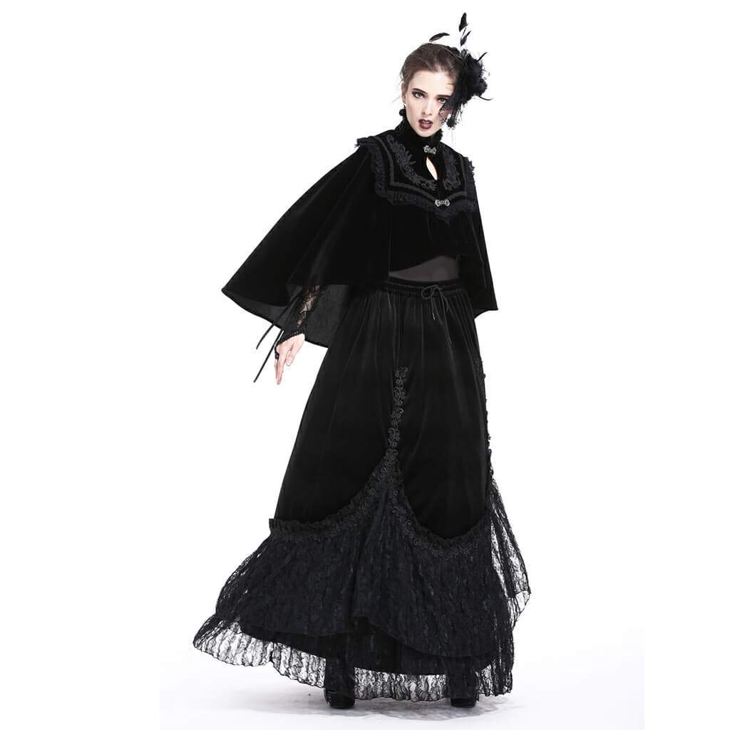 Women's High Neck Velour Goth Cape - Image 5
