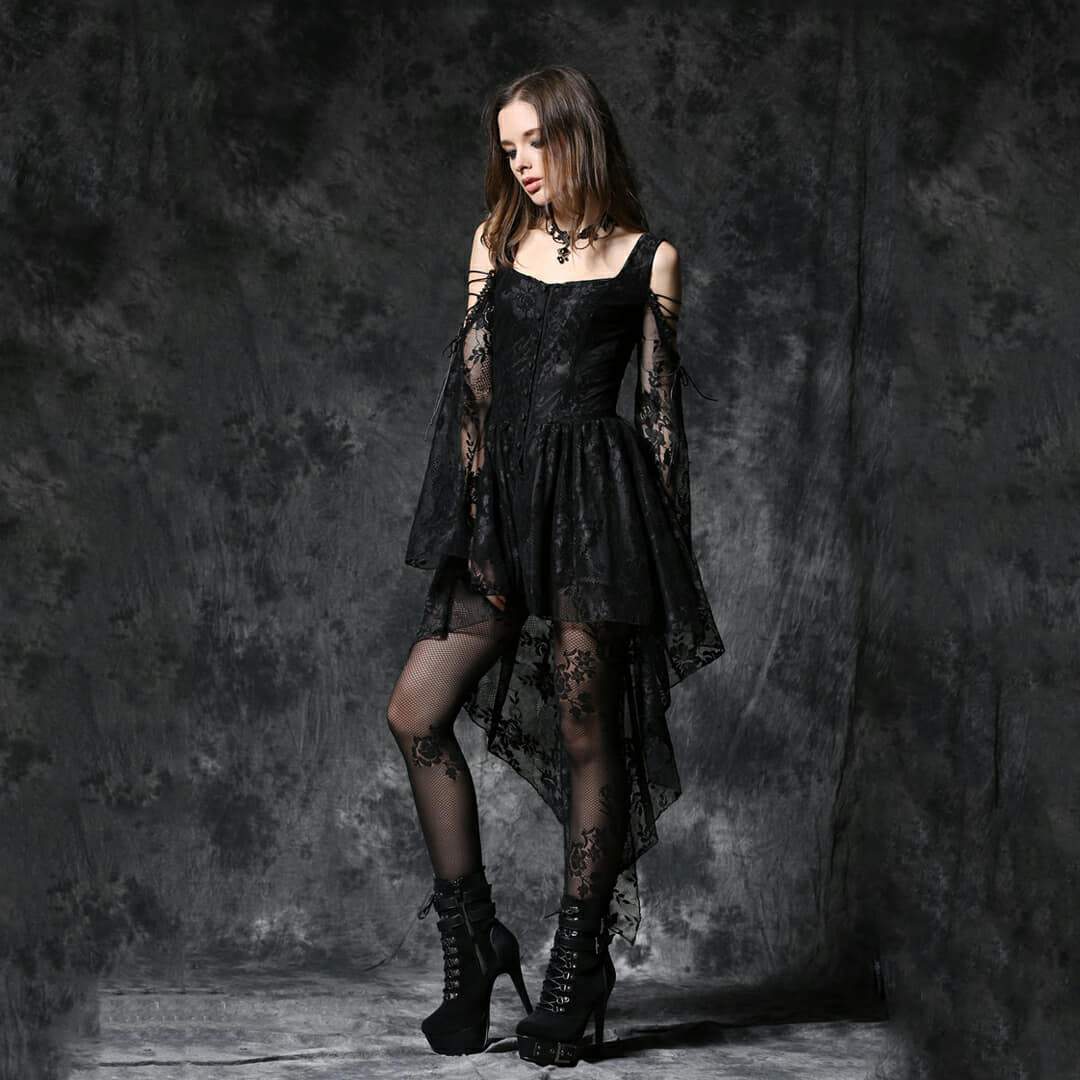 Women's Lace Overlay Little Black Dress - Image 4