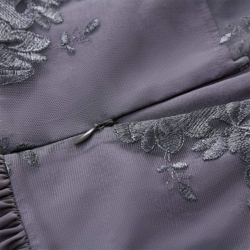 Women's Lace Sleeved Chiffon Party Dresses Wedding Dress - Image 5