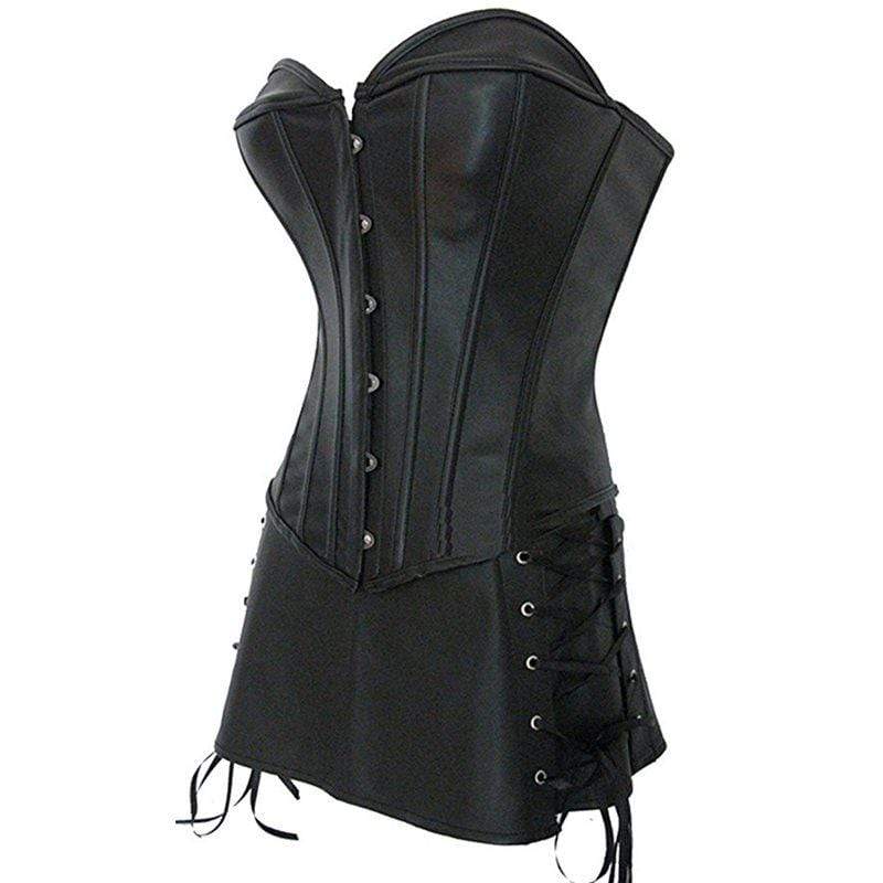 Women's Lace-up Faux Leather Overbust Corsets - Image 3