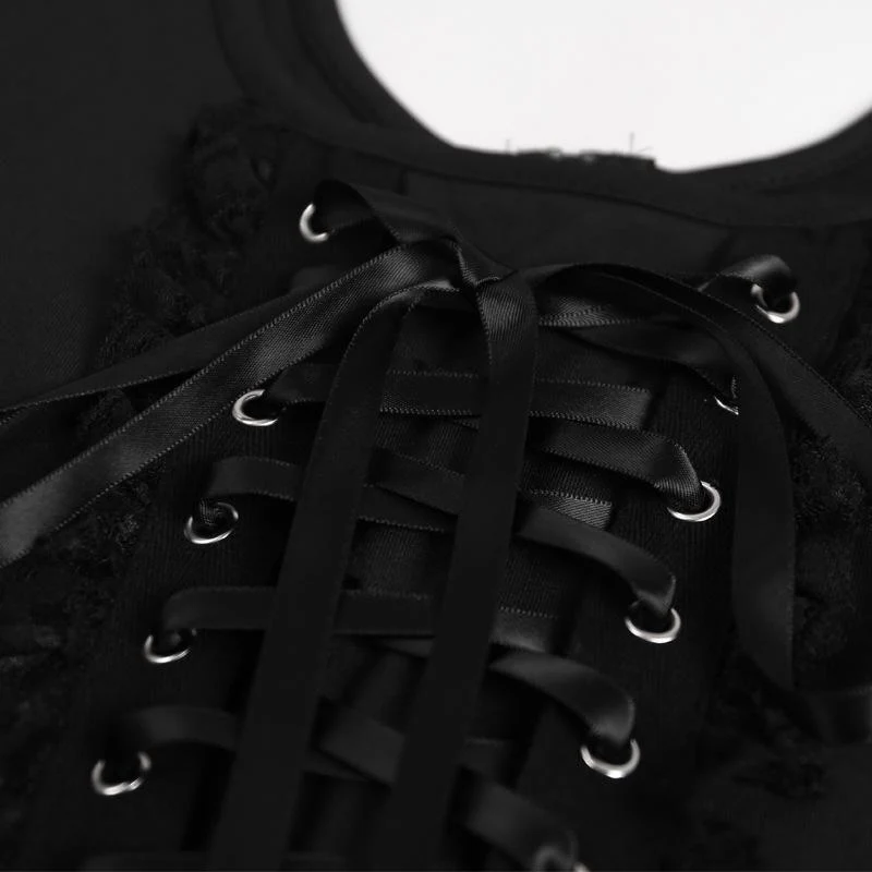 Women's Lace-up Lace Ruched Tank Top - Image 9