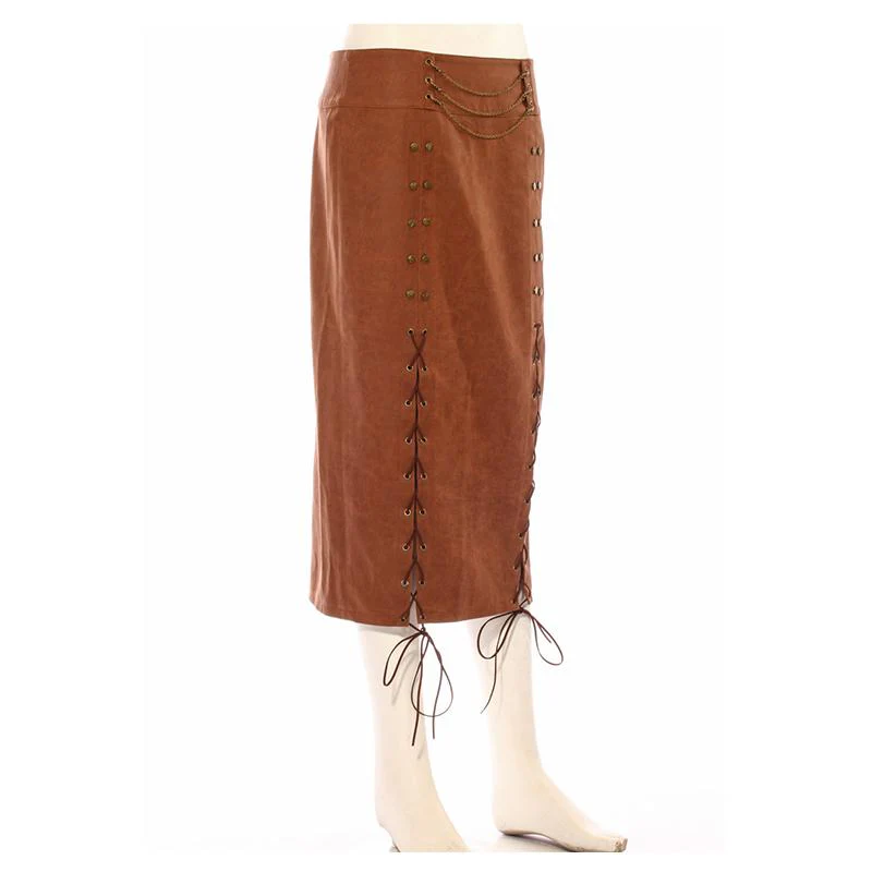 Women's Leatherlook Steampunk Straight Skirt - Image 4