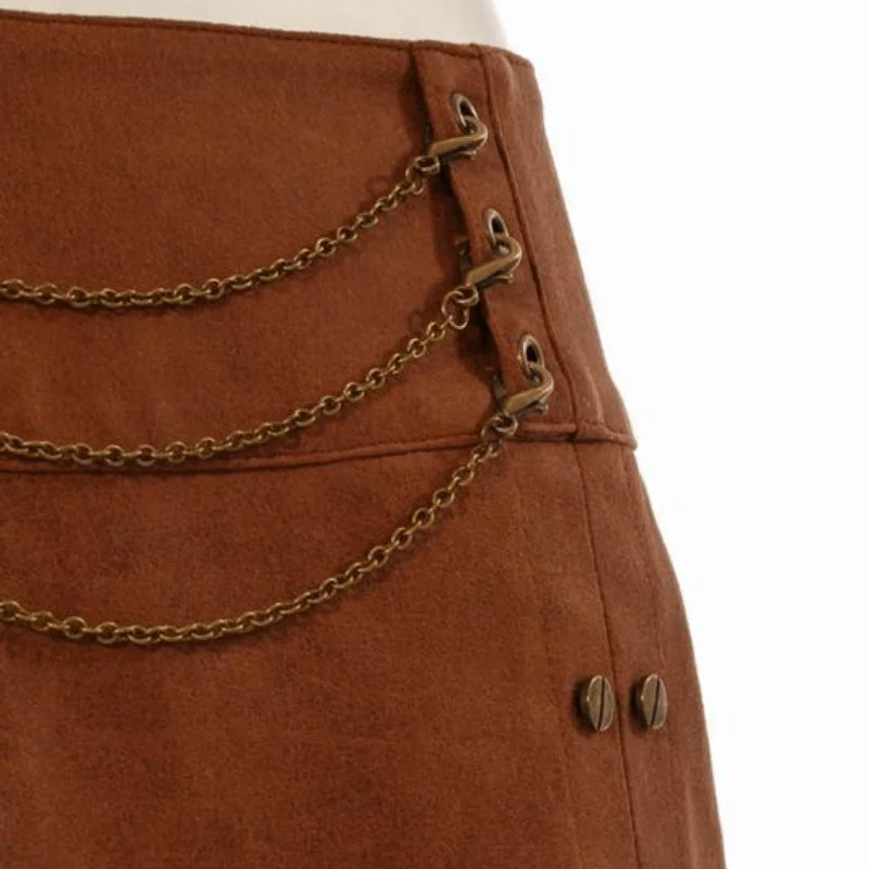 Women's Leatherlook Steampunk Straight Skirt - Image 6