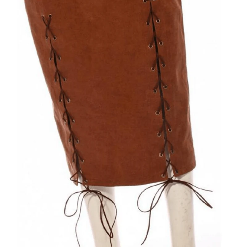 Women's Leatherlook Steampunk Straight Skirt - Image 7