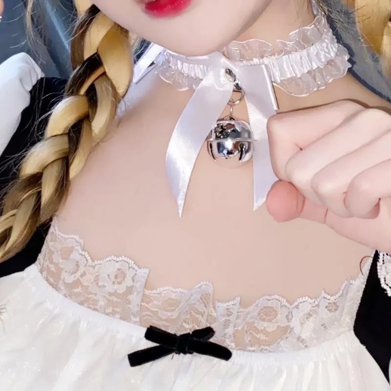 Women's Lolita Cute Bowknot Bell Lace Choker - Image 4