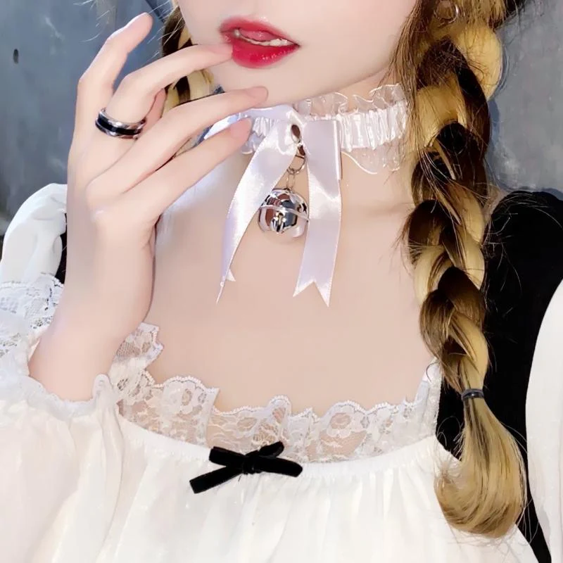 Women's Lolita Cute Bowknot Bell Lace Choker - Image 5