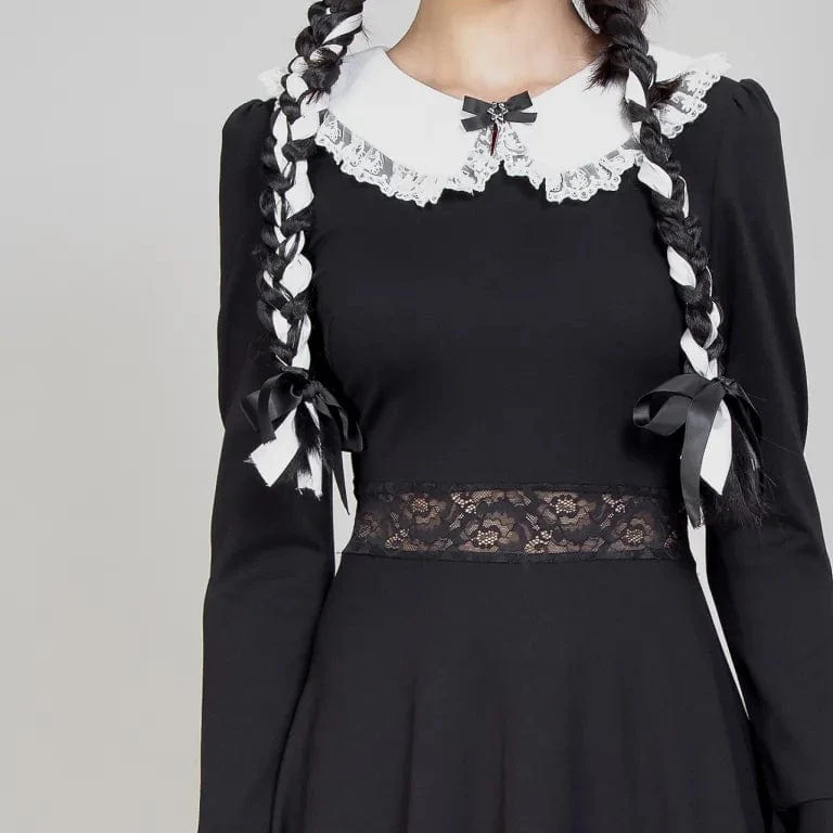 Women's Lolita Doll Collar Flared Sleeved Dress - Image 5