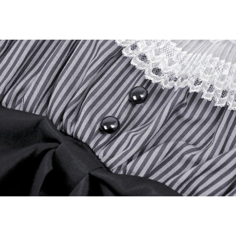 Women's Lolita Lace Collar Striped Dress - Image 13