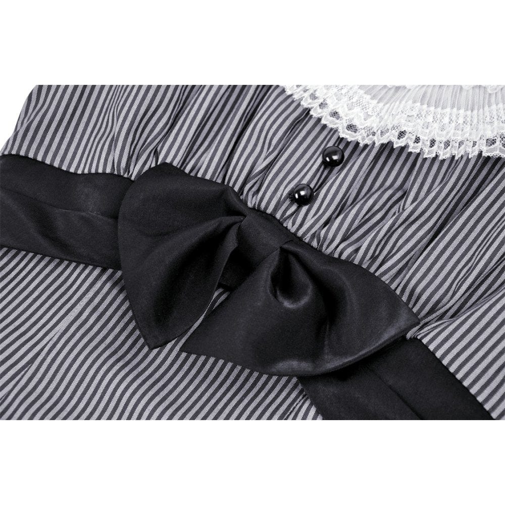 Women's Lolita Lace Collar Striped Dress - Image 14