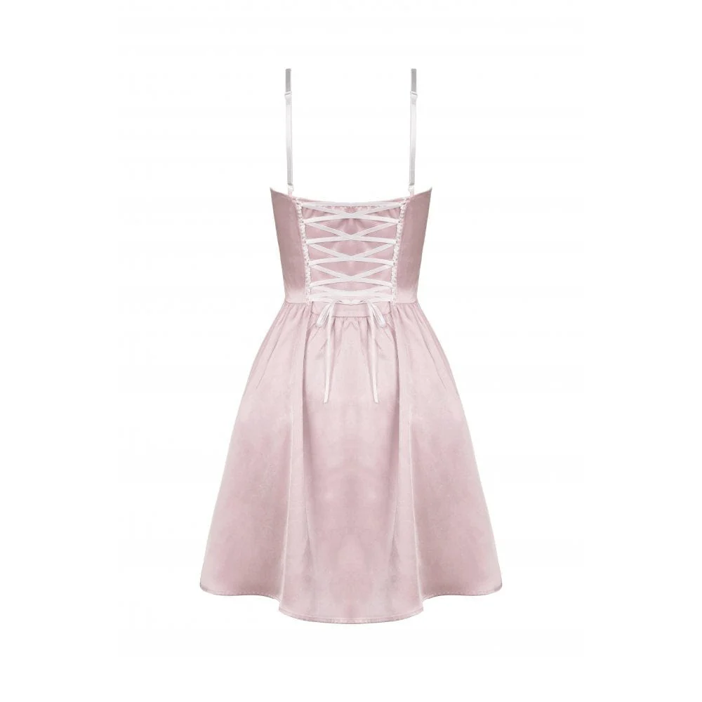 Women's Lolita Pink Bowknot Slip Dress Graduation Dress - Image 8